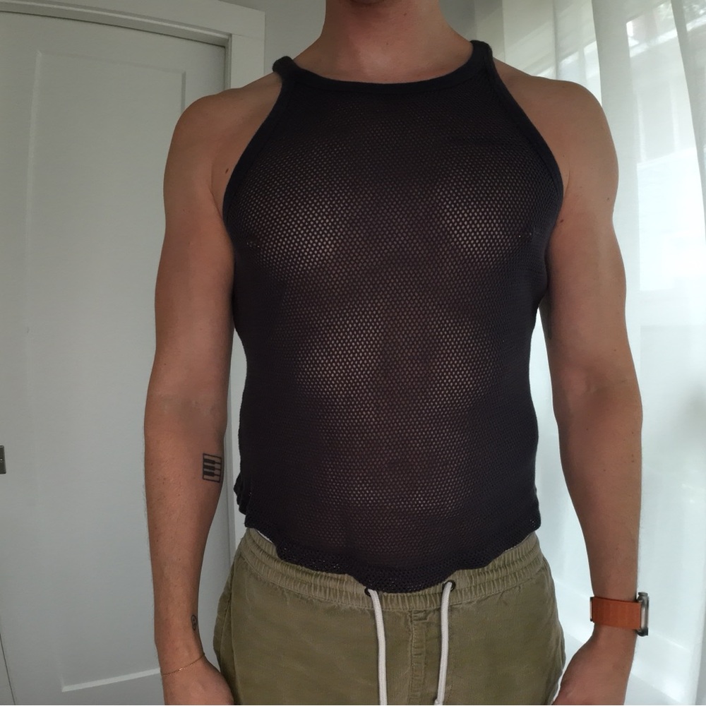 Urban Outfitters knit sheer navy tank size large